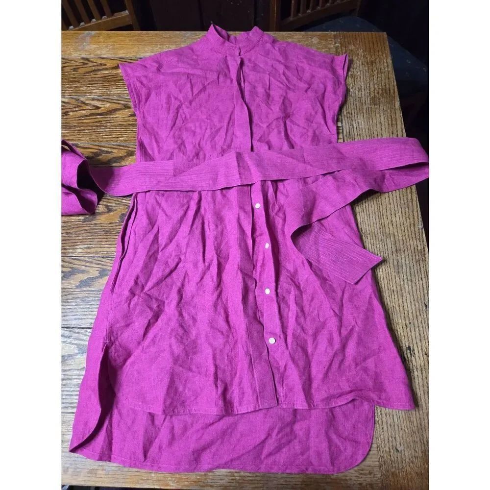 Ann Mashburn fusicia belted linen dress sz XS